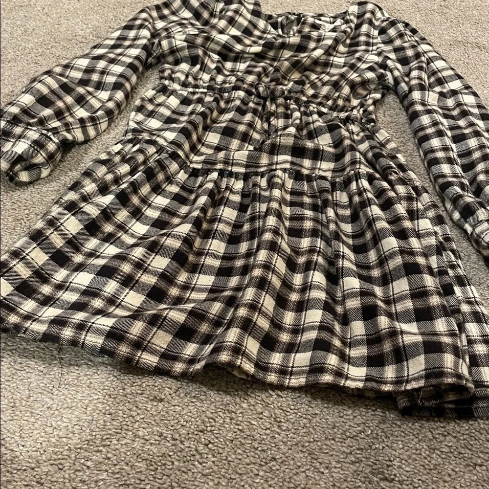 Copper Key Plaid Long Sleeve Dress